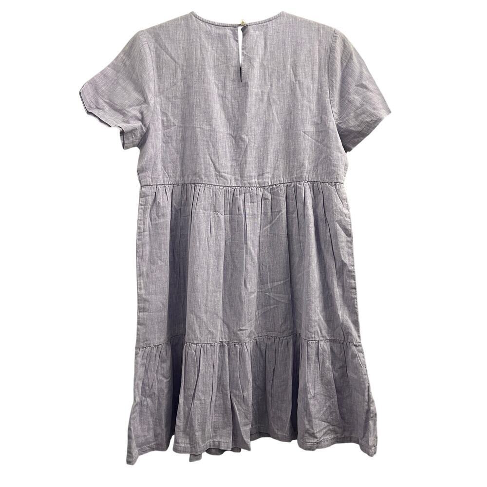 Alice Walk Linen Cotton Tiered Flowy Short Sleeve Short Dress, lilac Lavender S - Picture 3 of 7